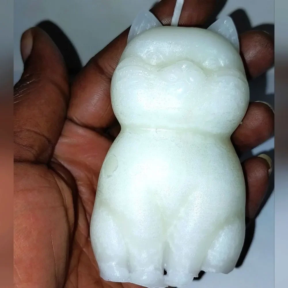 Hand crafted limited edition white candle from our Cat Lady candle collection